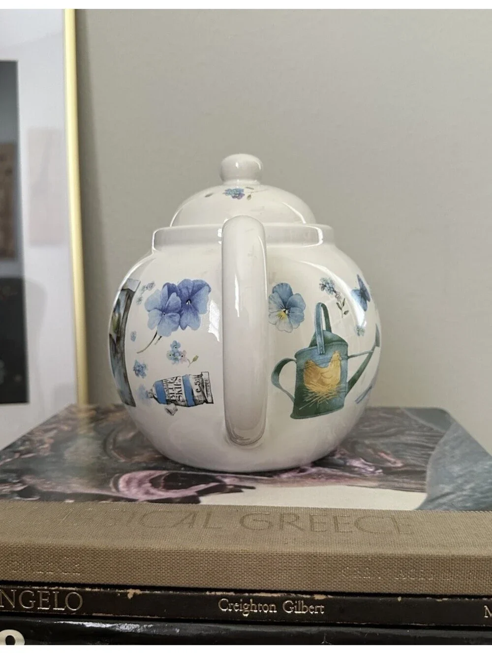 Vintage Hallmark Blue Skies Birds Cottagecore Teapot  Marjolein Bastin 1995
